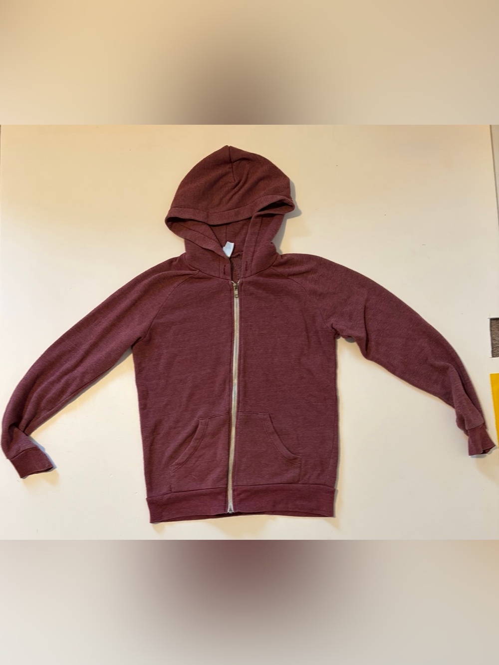 Alternative Burgundy Zip Hoodie with Hood and Pockets